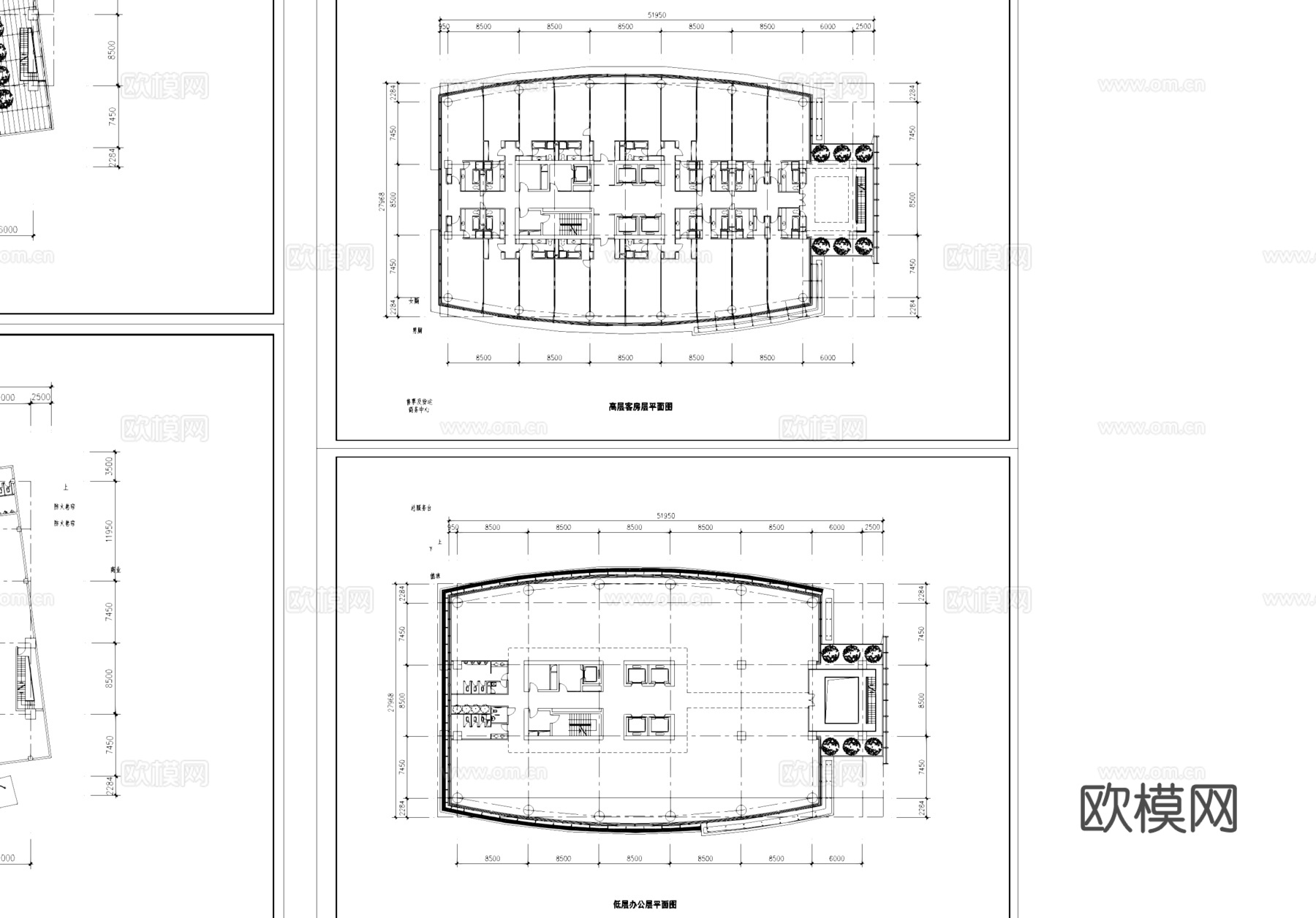 酒店办公高层综合楼建筑CAD施工图集cad施工图