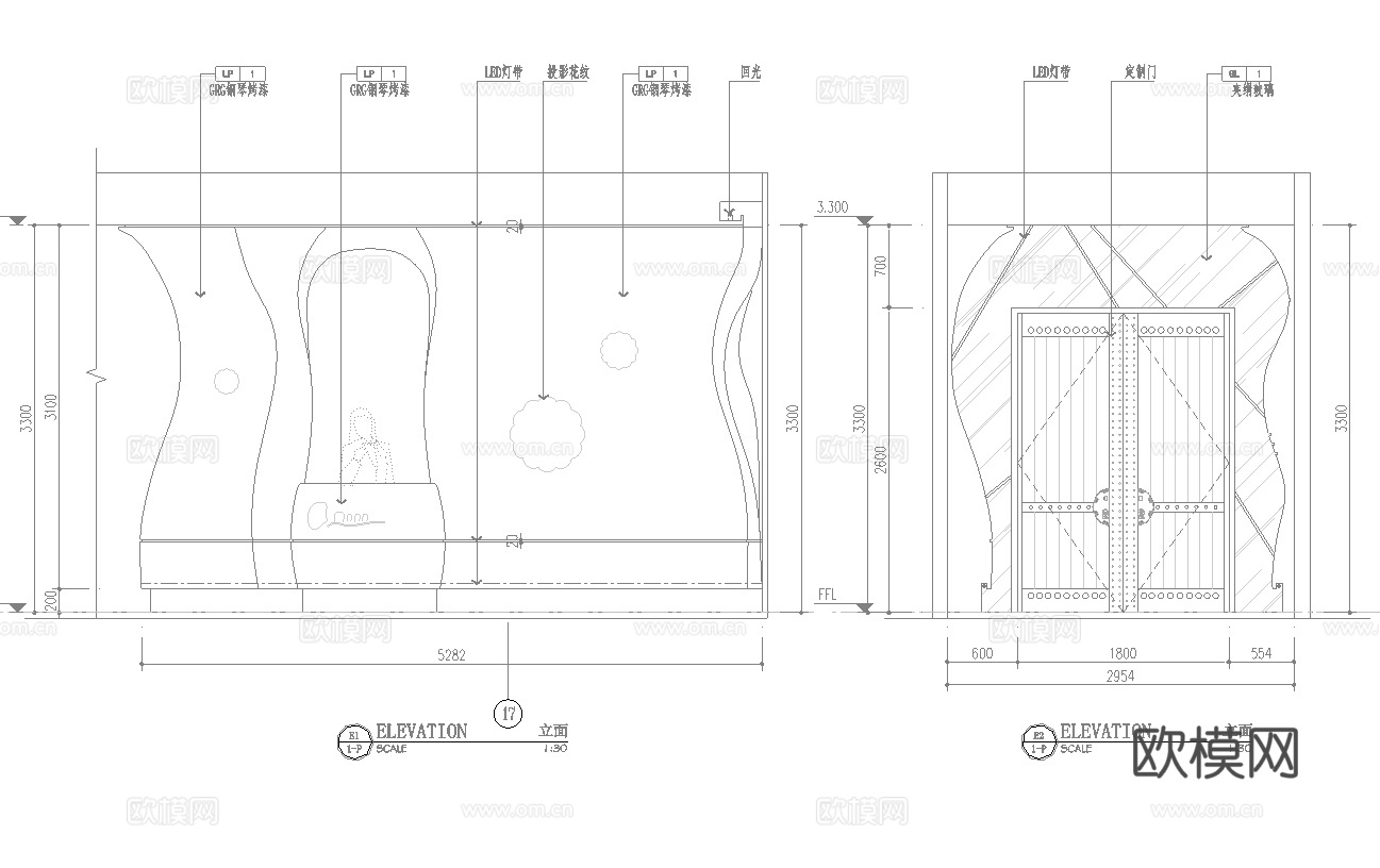高档时尚酒吧  最新全套施工图设计cad施工图