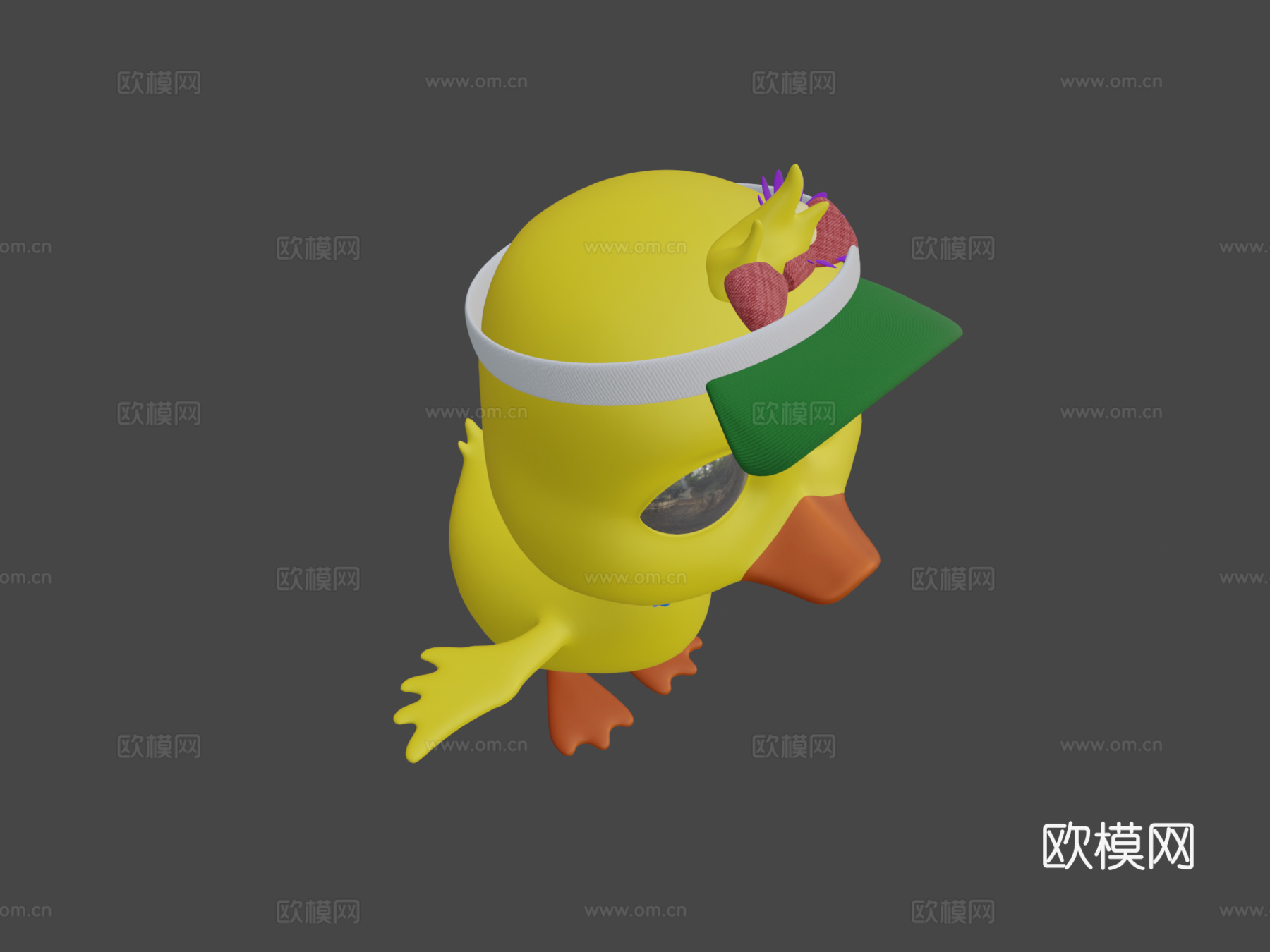 资产卡通角色鸭子骨骼3d模型下载（渲染图8）