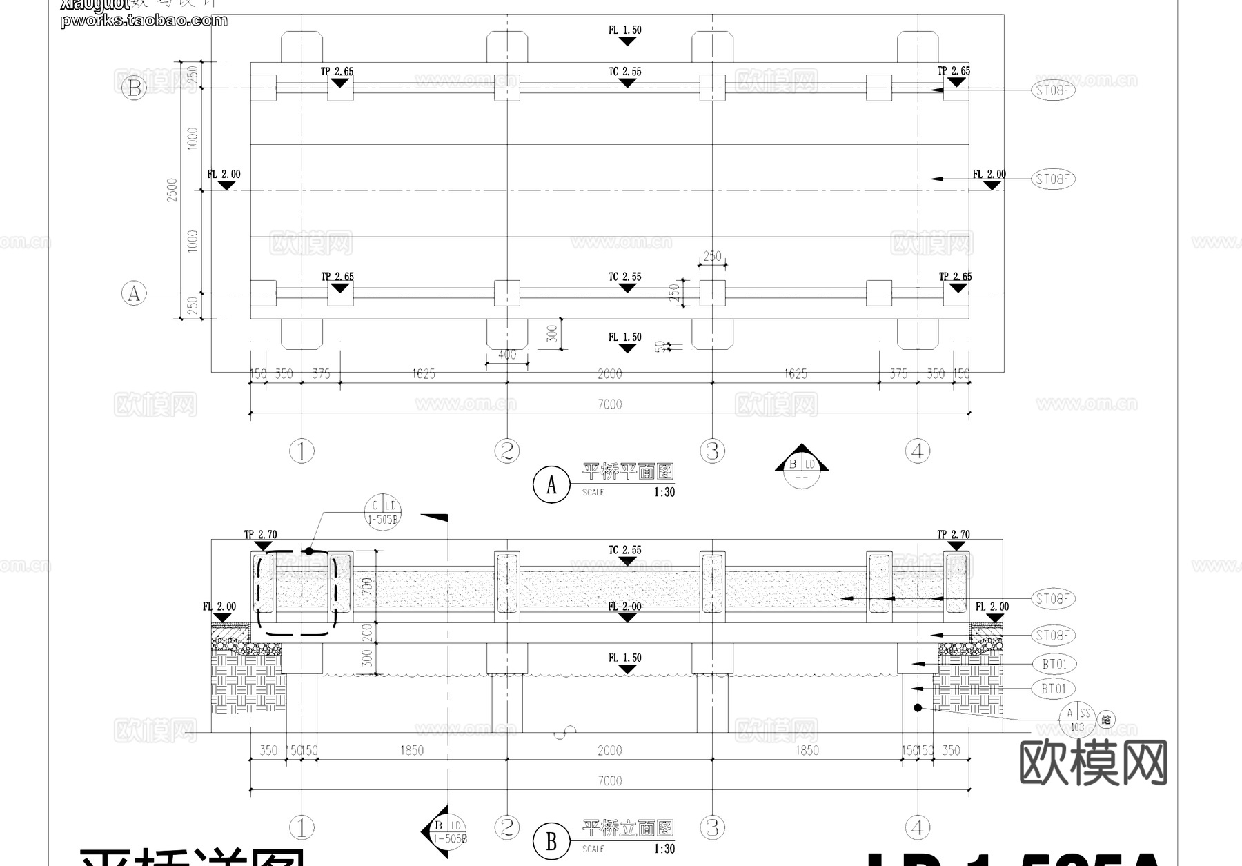 景观平桥节点大样详图CAD施工图cad施工图