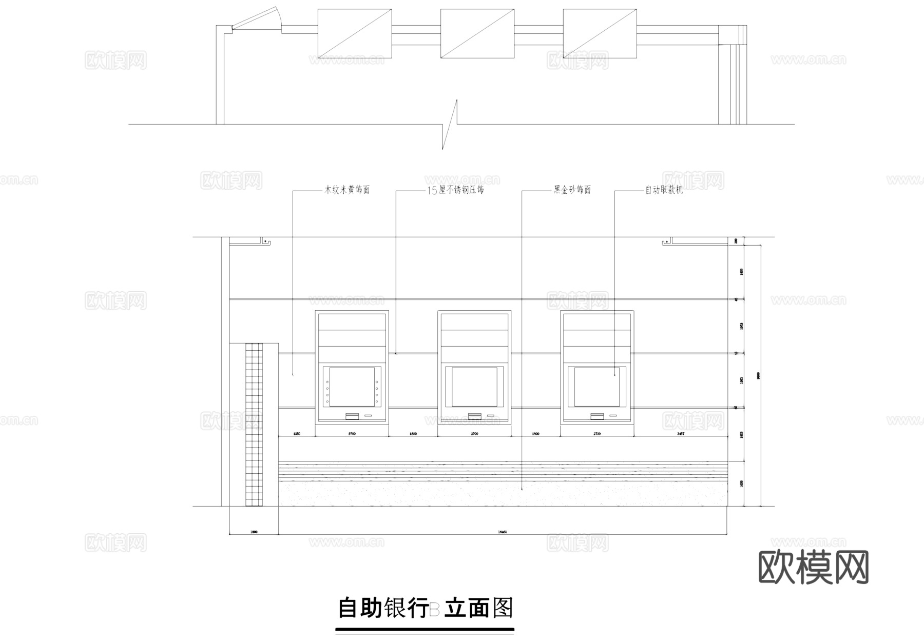 中信实业银行三山支行室内装饰CAD施工图集cad施工图