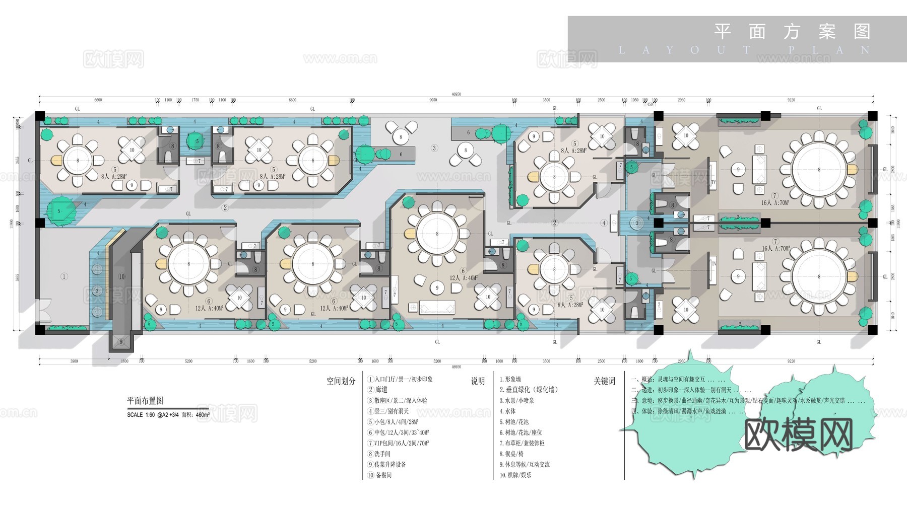 特色餐厅 最新平面施工图设计cad施工图