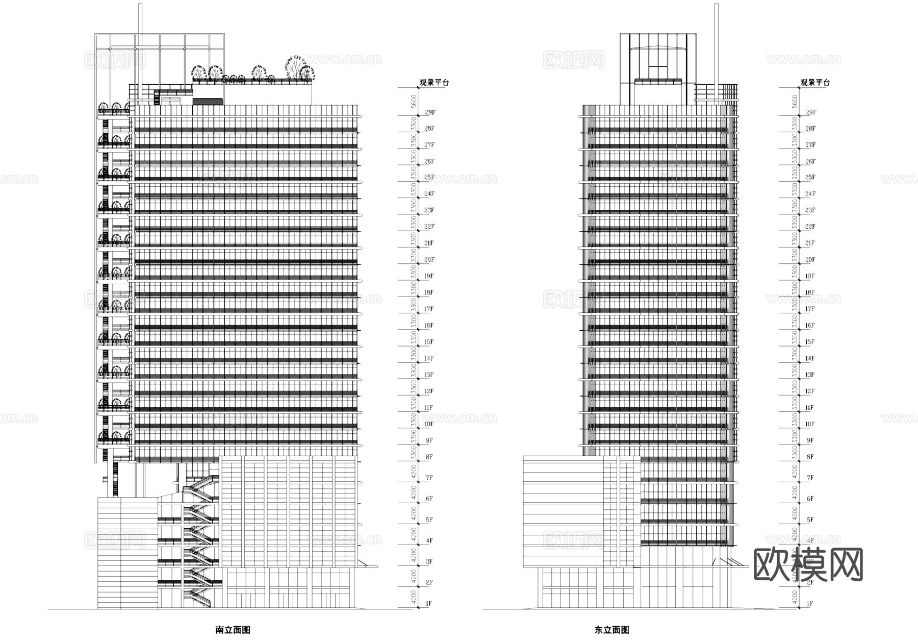 酒店办公高层综合楼建筑CAD施工图集cad施工图