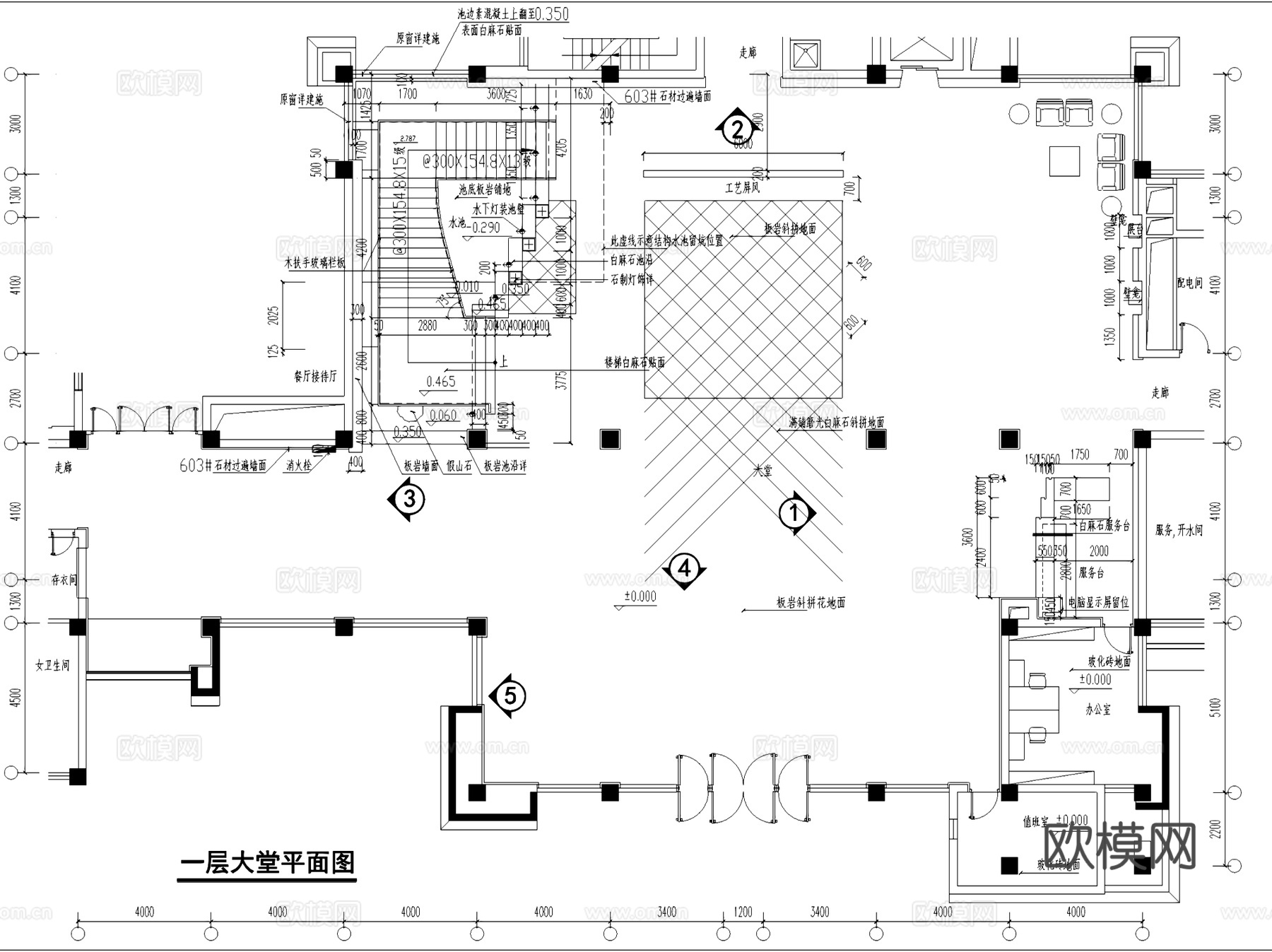 宾馆酒店公区大堂会议室楼梯室内装饰CAD施工图集cad施工图