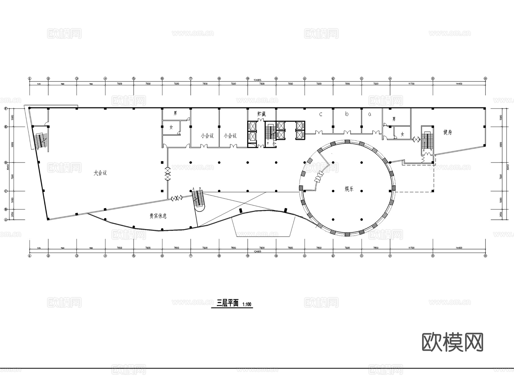 酒店平立面建筑CAD施工图集cad施工图
