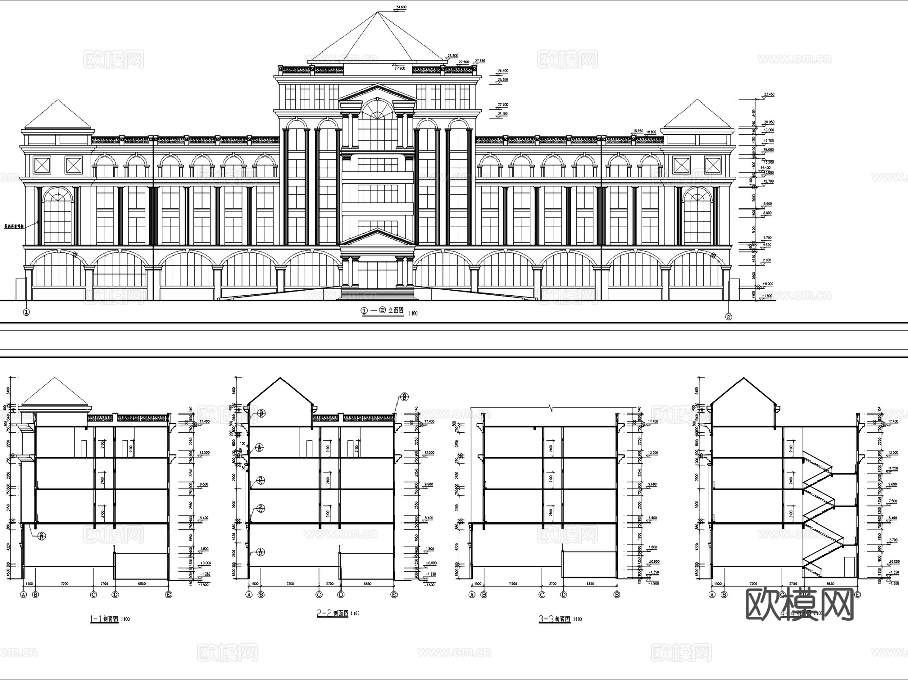 花卉研究中心欧式建筑改造CAD施工图集cad施工图