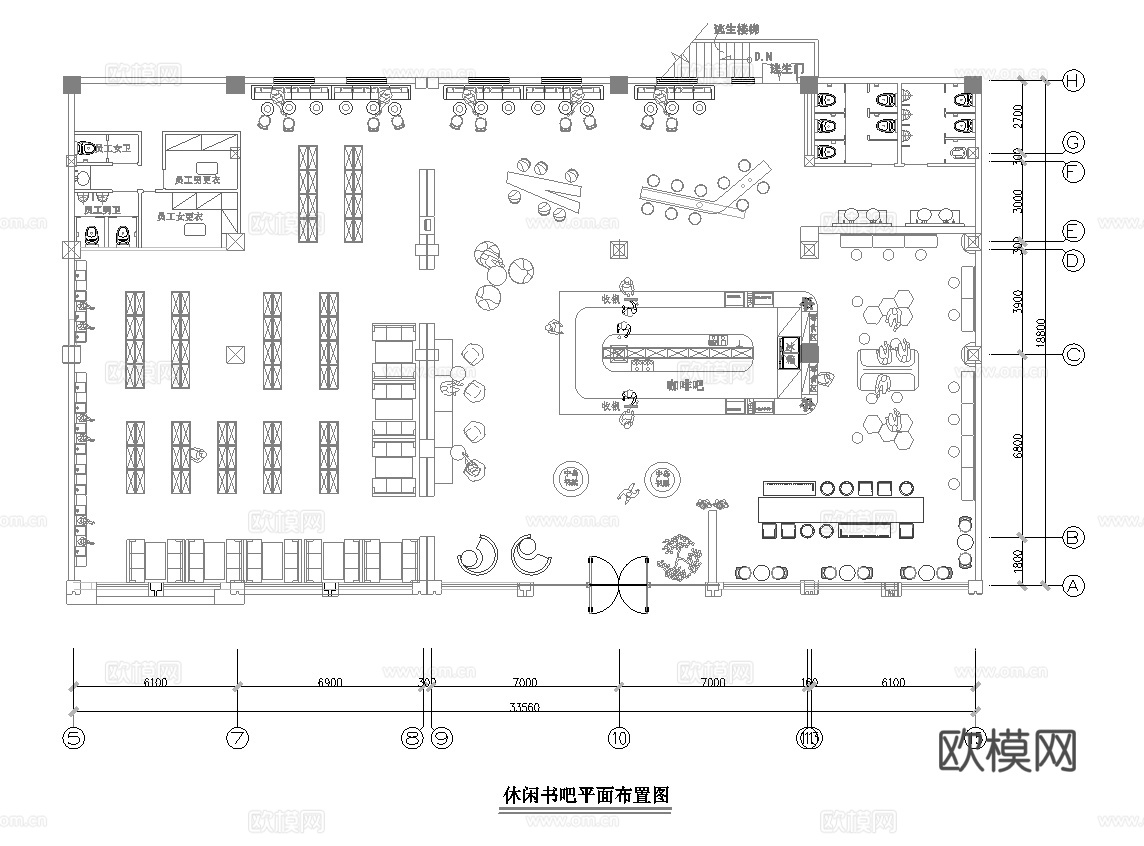 书吧 最新平面施工图设计cad施工图
