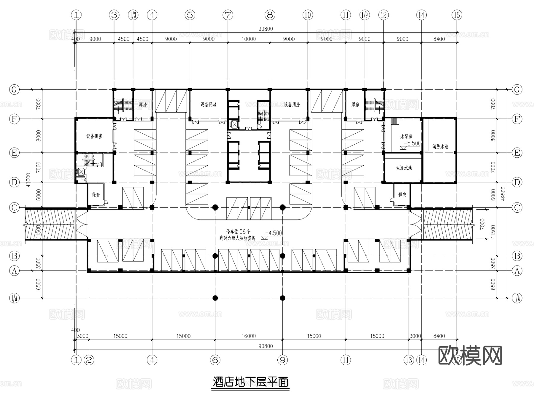 福湖大酒店建筑CAD施工图集cad施工图