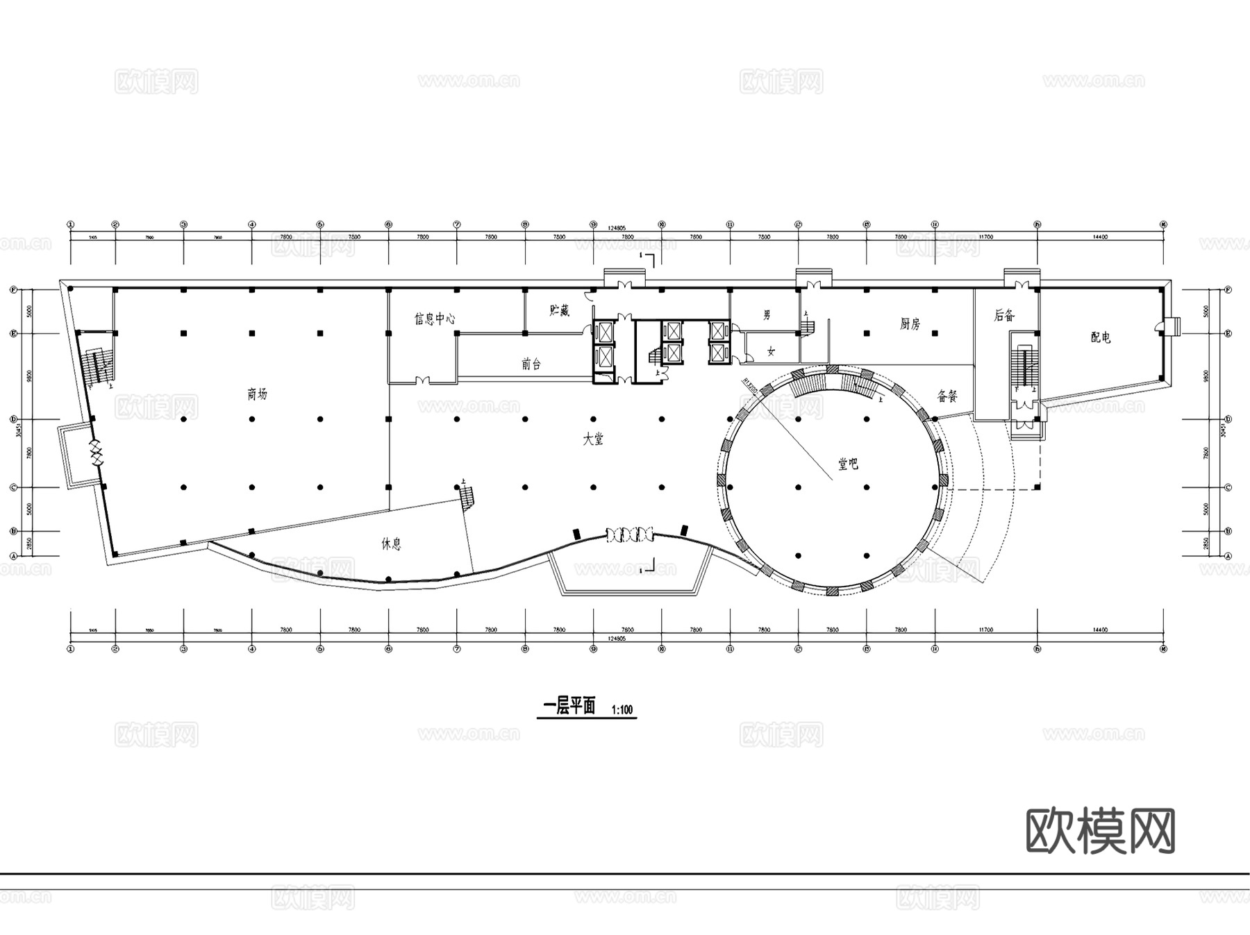 酒店平立面建筑CAD施工图集cad施工图