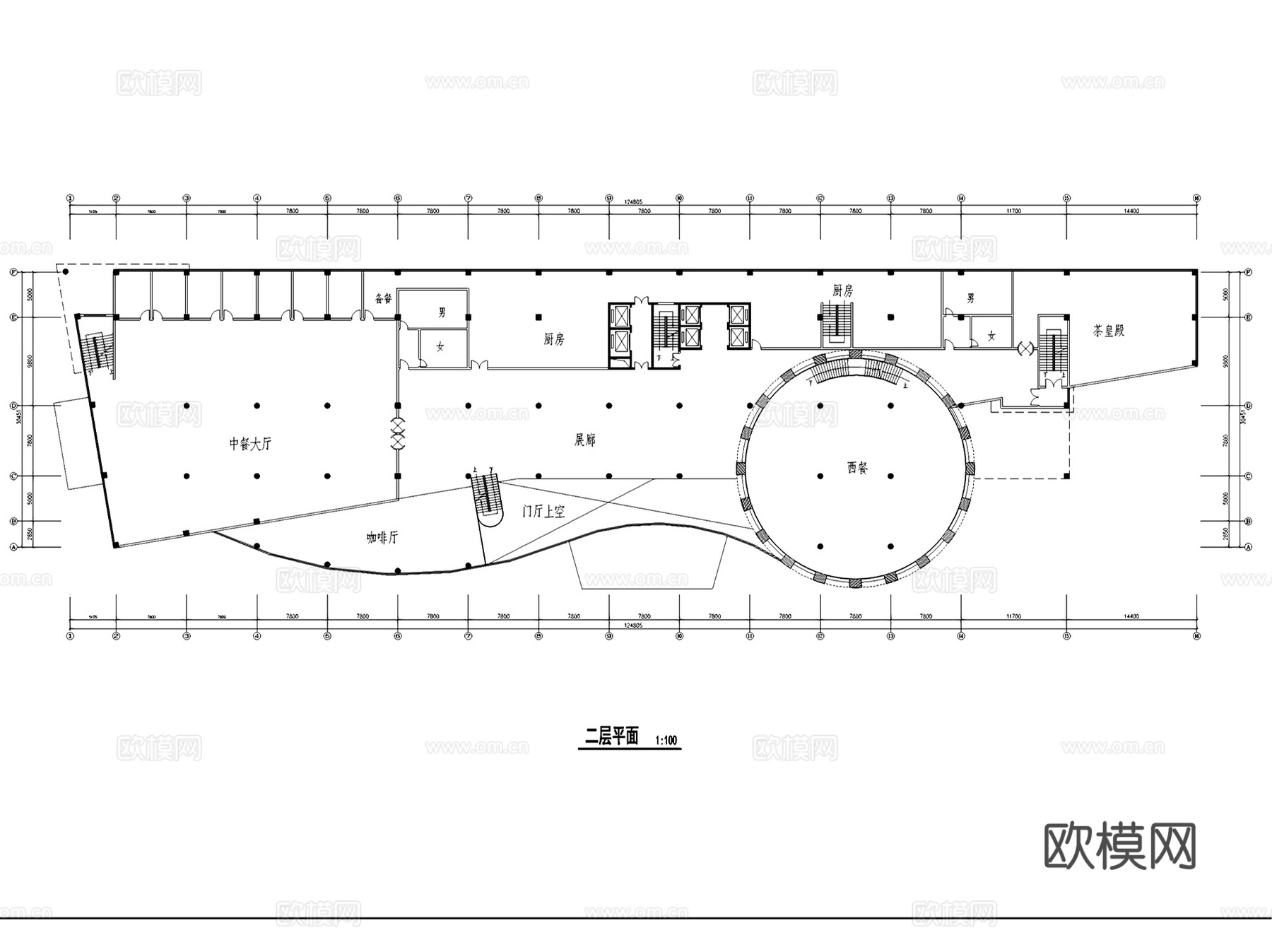 酒店平立面建筑CAD施工图集cad施工图
