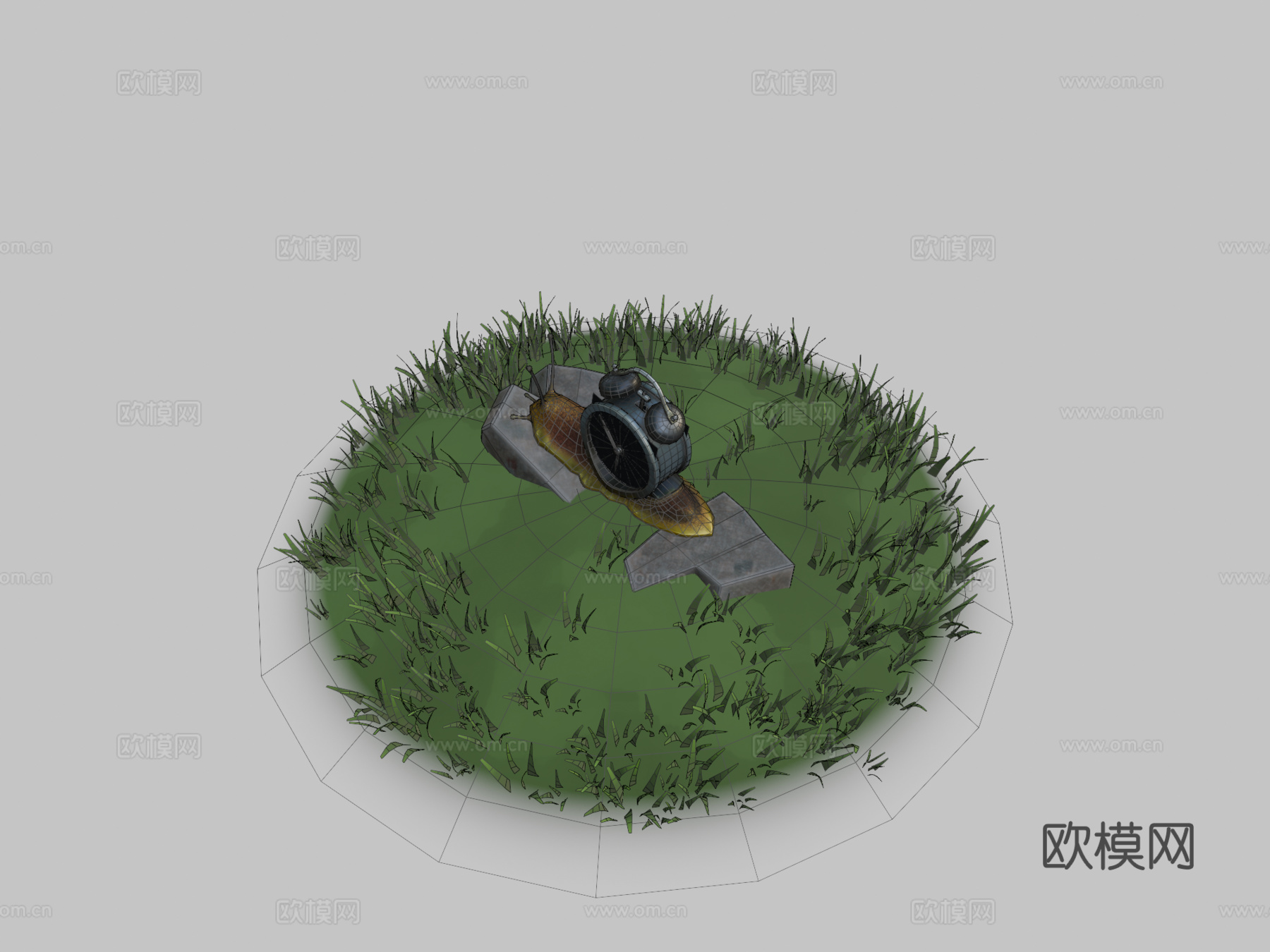 时钟蜗牛3d模型下载（渲染图2）