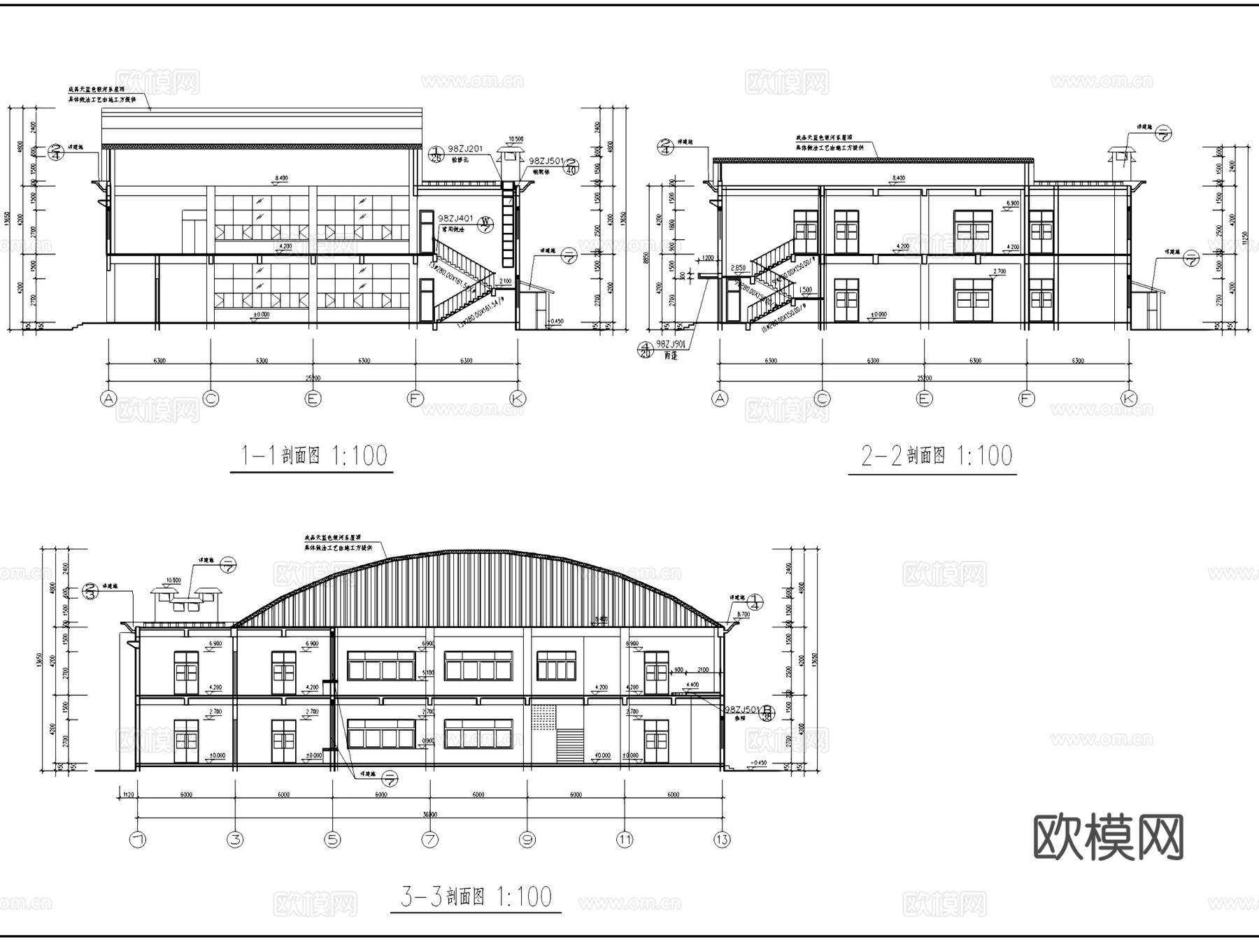 二层食堂建筑CAD施工图集cad施工图