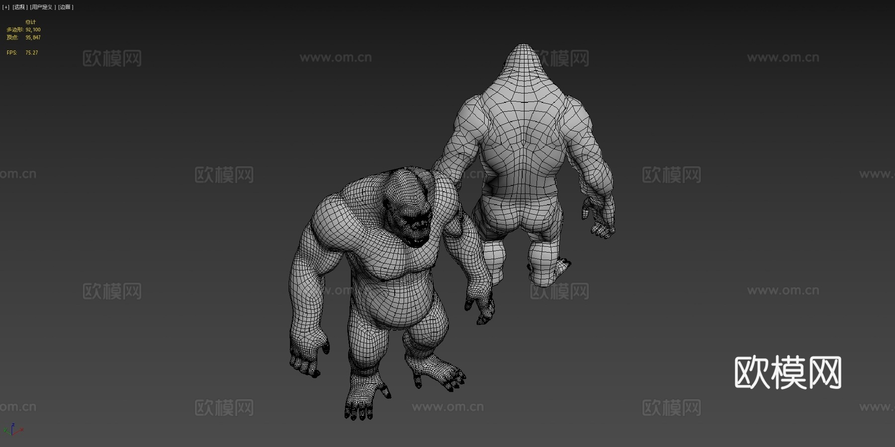 大猩猩基础网格  拓扑UV贴图3d模型3d模型下载（渲染图4）