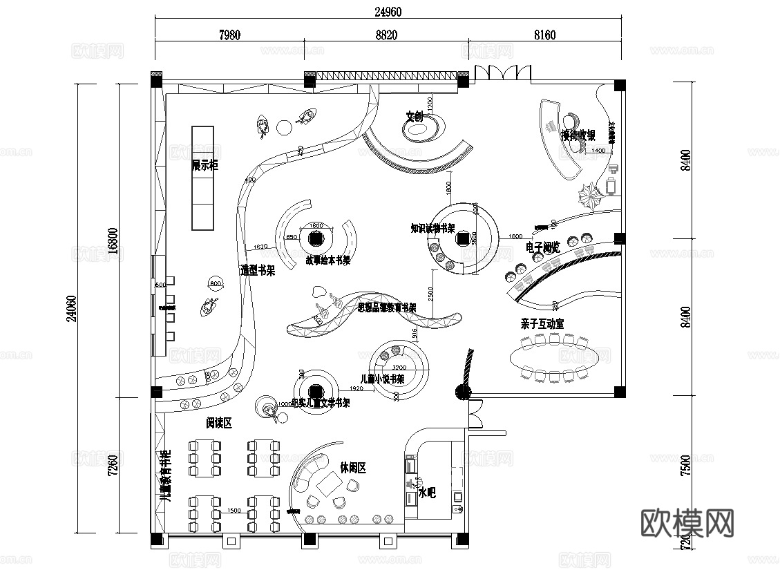 书店 最新平面施工图设计cad施工图