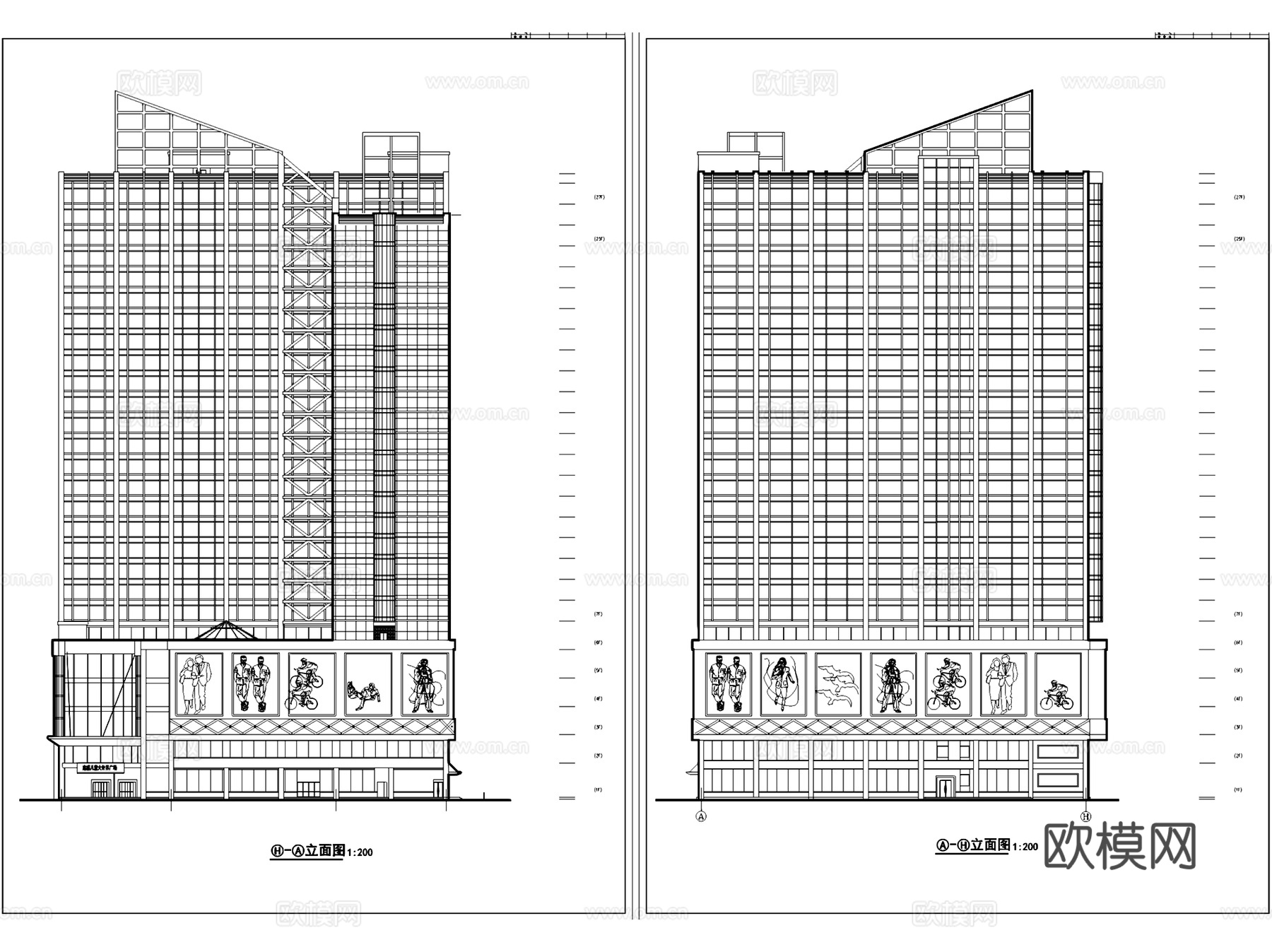 高层商场综合商业建筑CAD施工图集cad施工图