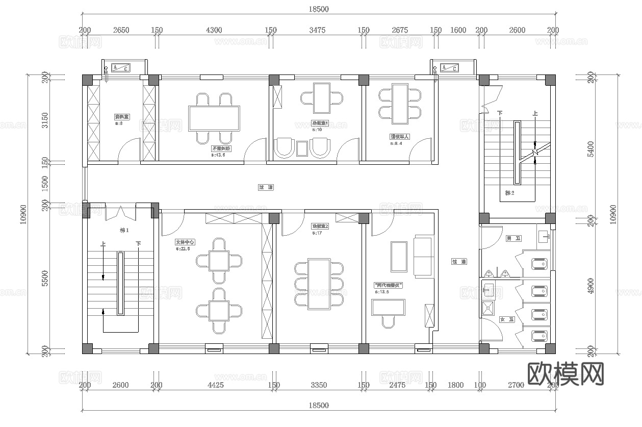 社区服务中心 最新全套施工图设计cad施工图