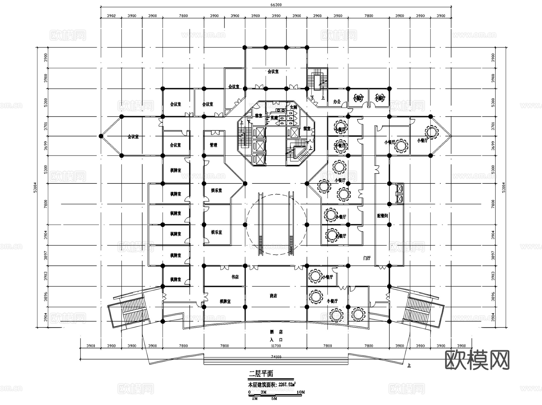 酒店各层平面建筑CAD施工图集cad施工图
