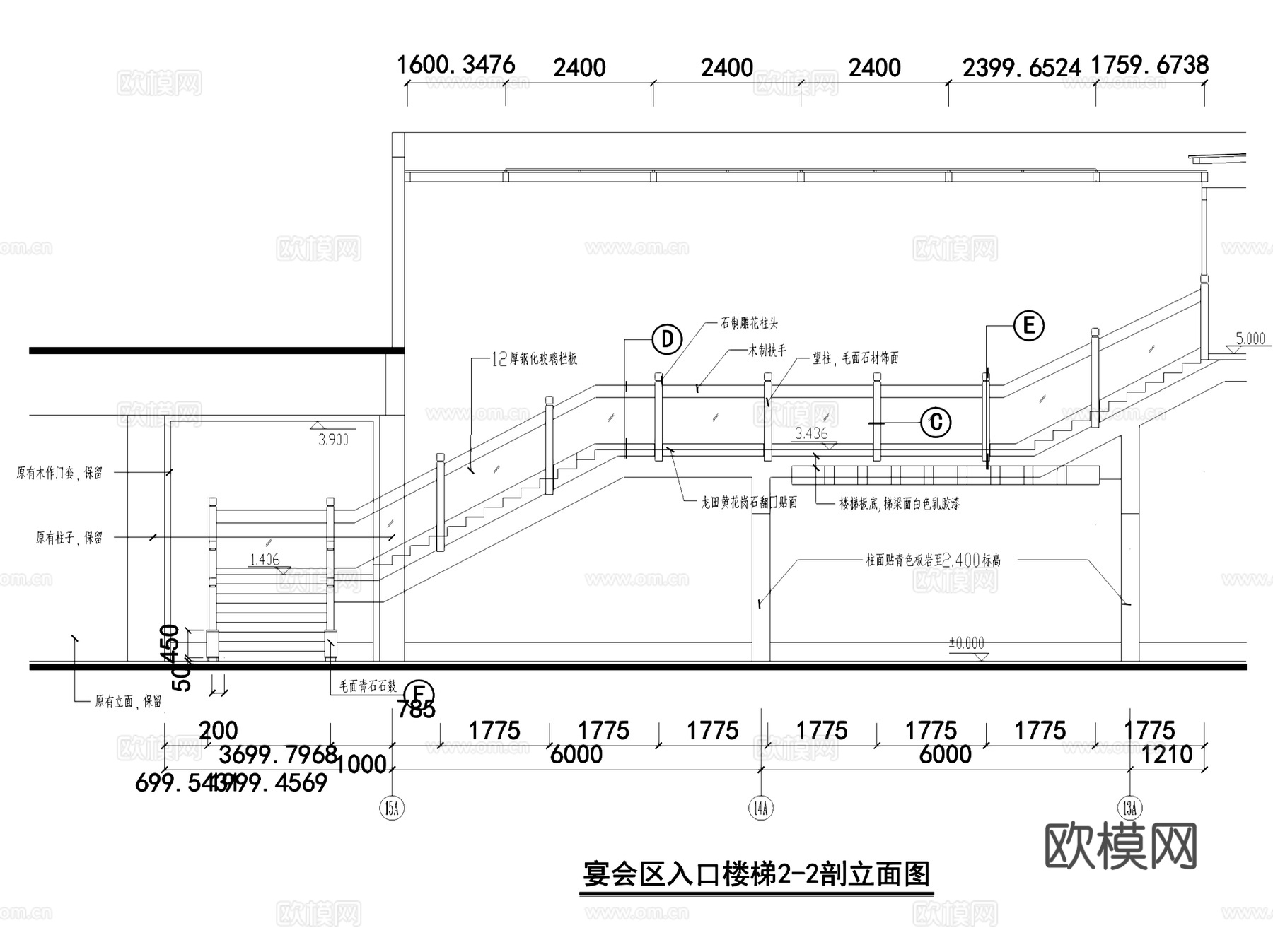 饭店宴会区入口楼梯室内装饰CAD施工图集cad施工图