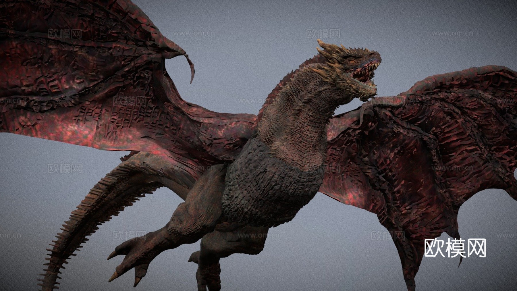 带纹理的黑暗巨龙基尔加拉3d模型下载（渲染图1）