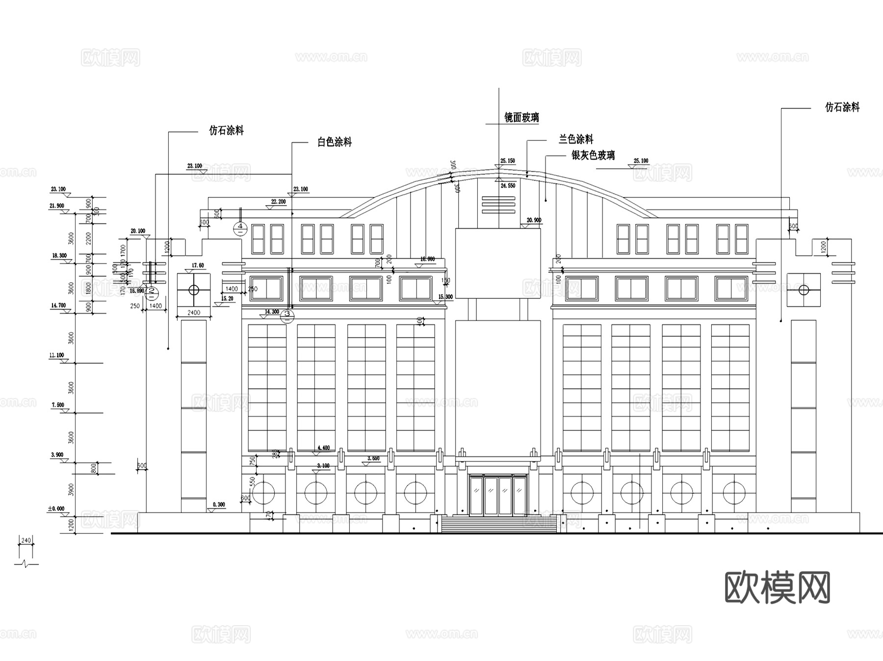 酒店建筑平立剖面CAD施工图集cad施工图
