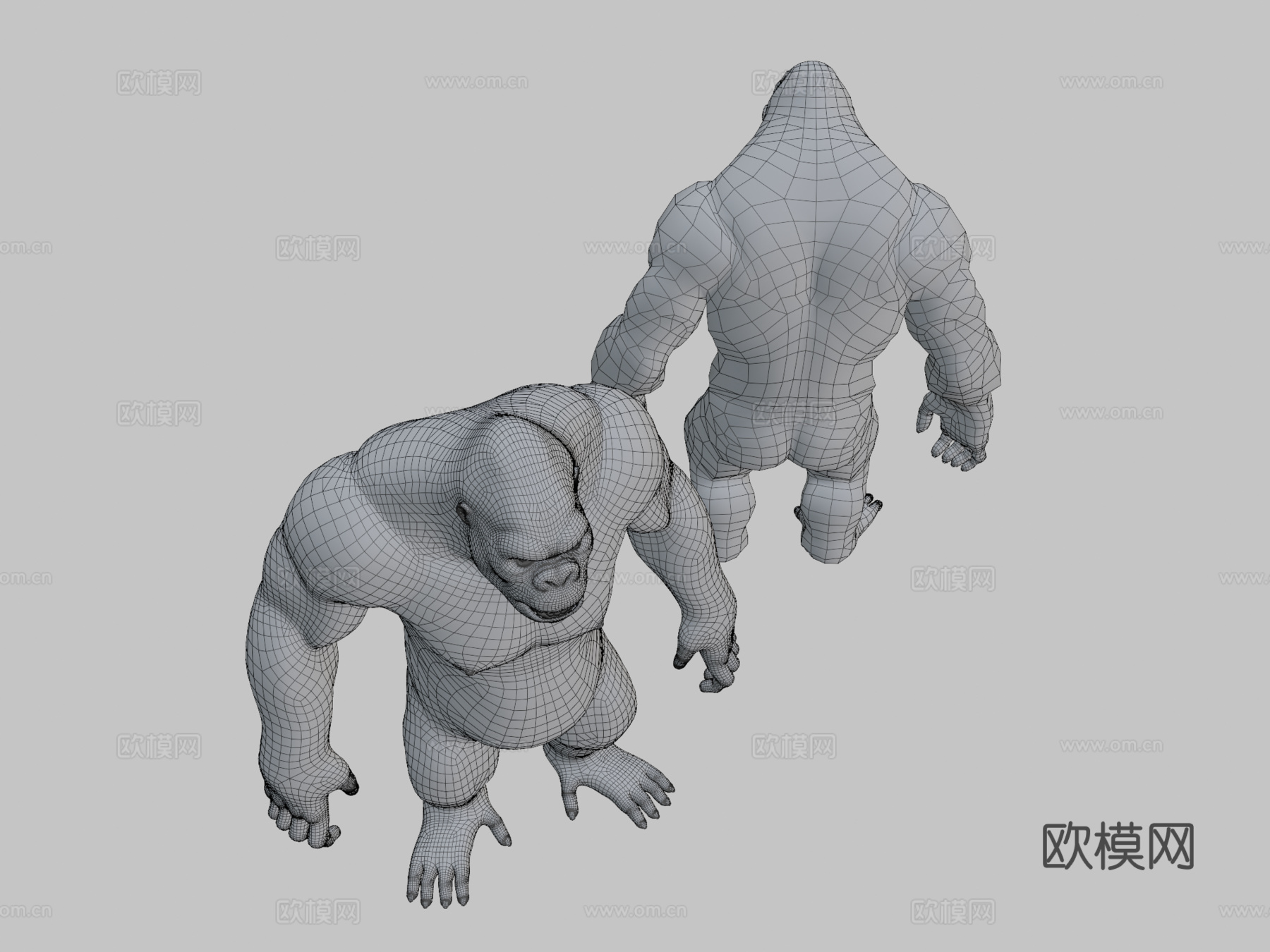 大猩猩基础网格  拓扑UV贴图3d模型3d模型下载（渲染图2）