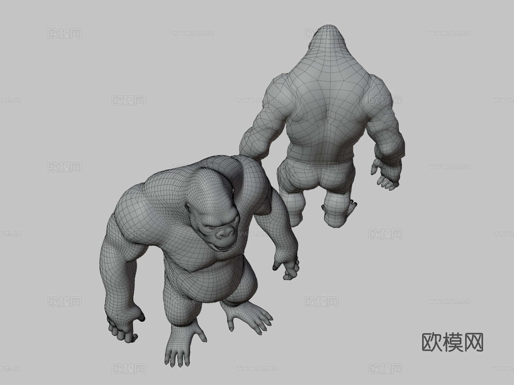 大猩猩基础网格  拓扑UV贴图3d模型3d模型下载（渲染图3）