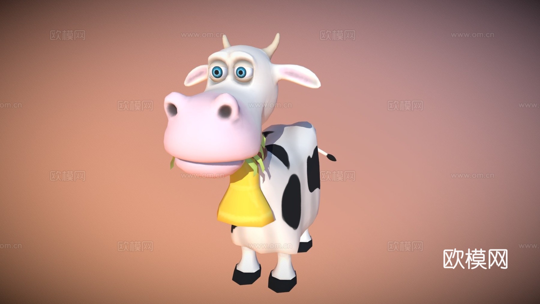 卡通奶牛3d模型下载（渲染图1）