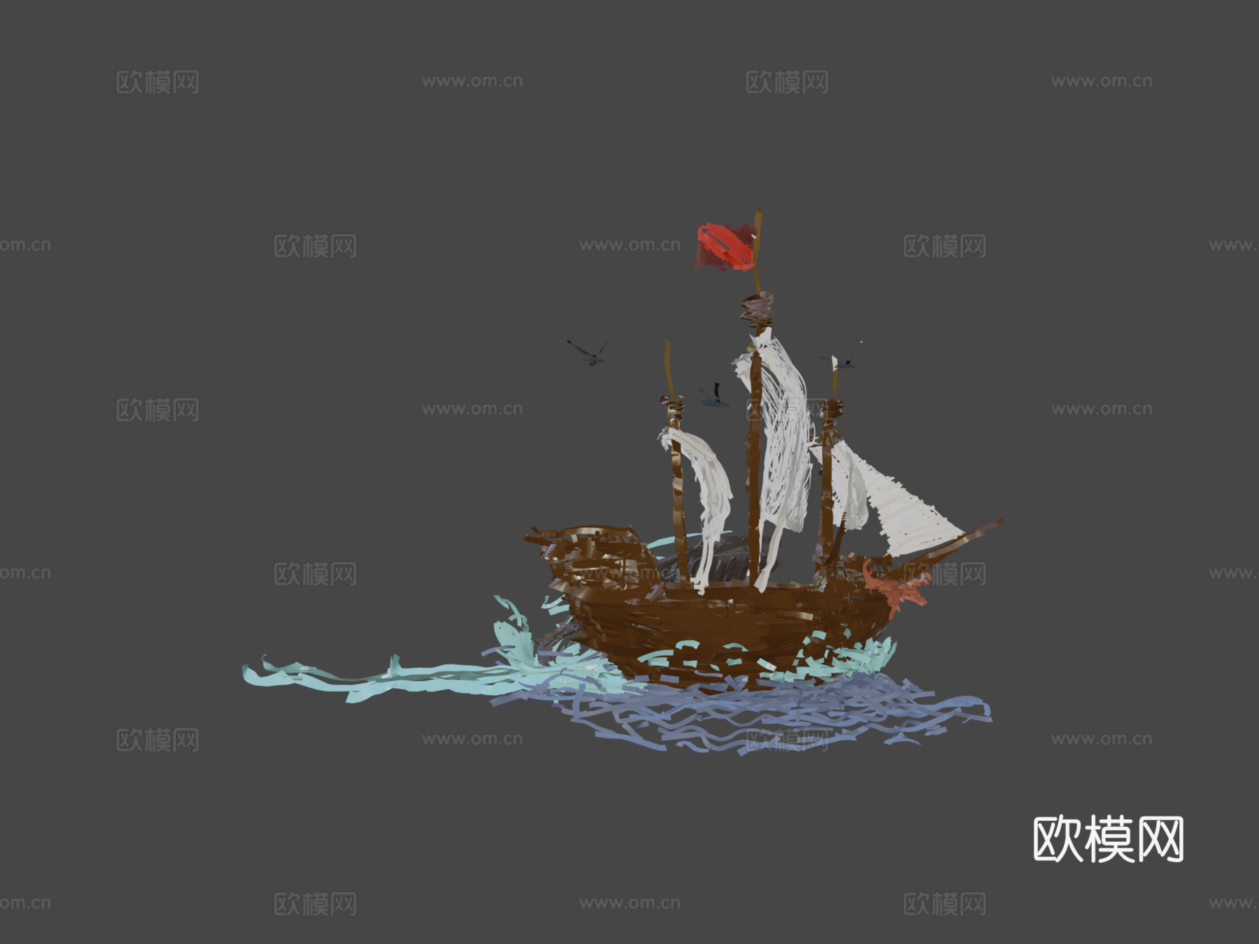 船与鲸3d模型下载（渲染图7）
