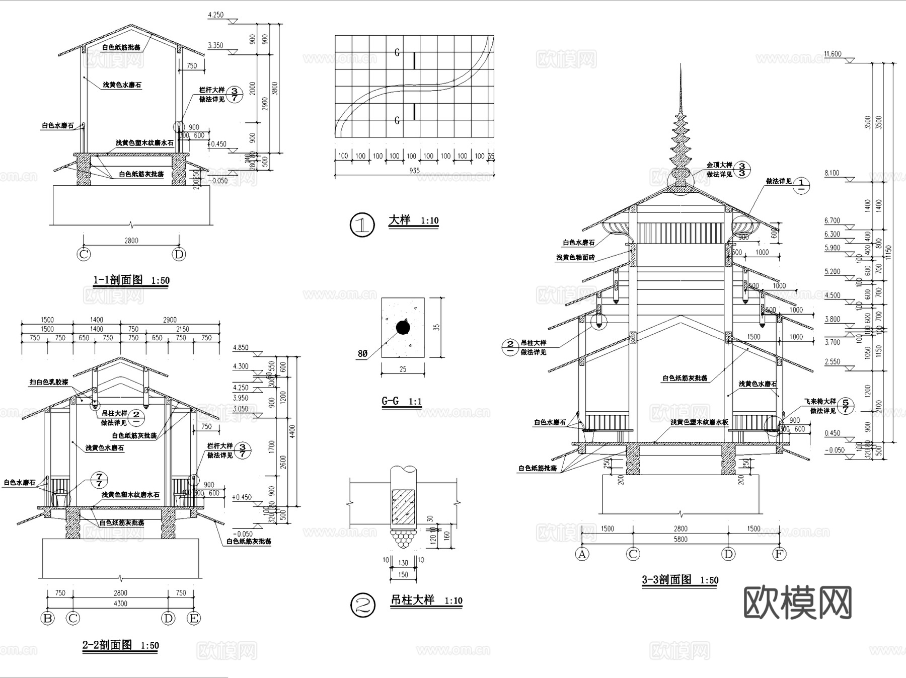 风雨廊桥大样详图景观CAD施工图cad施工图