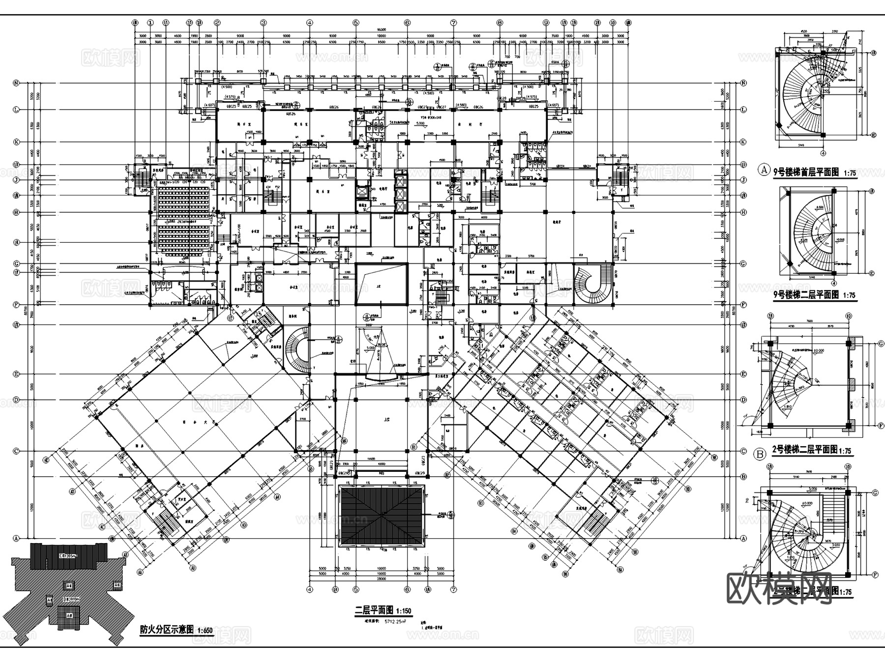 汇景酒店建筑CAD施工图集cad施工图
