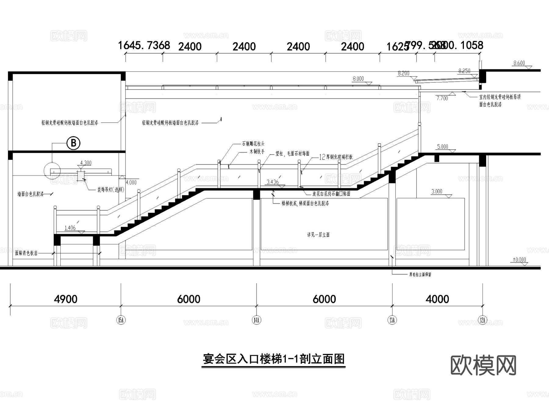 饭店宴会区入口楼梯室内装饰CAD施工图集cad施工图