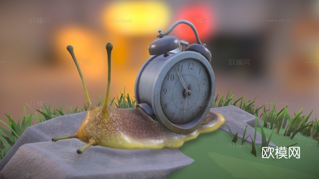 时钟蜗牛3d模型下载（渲染图1）
