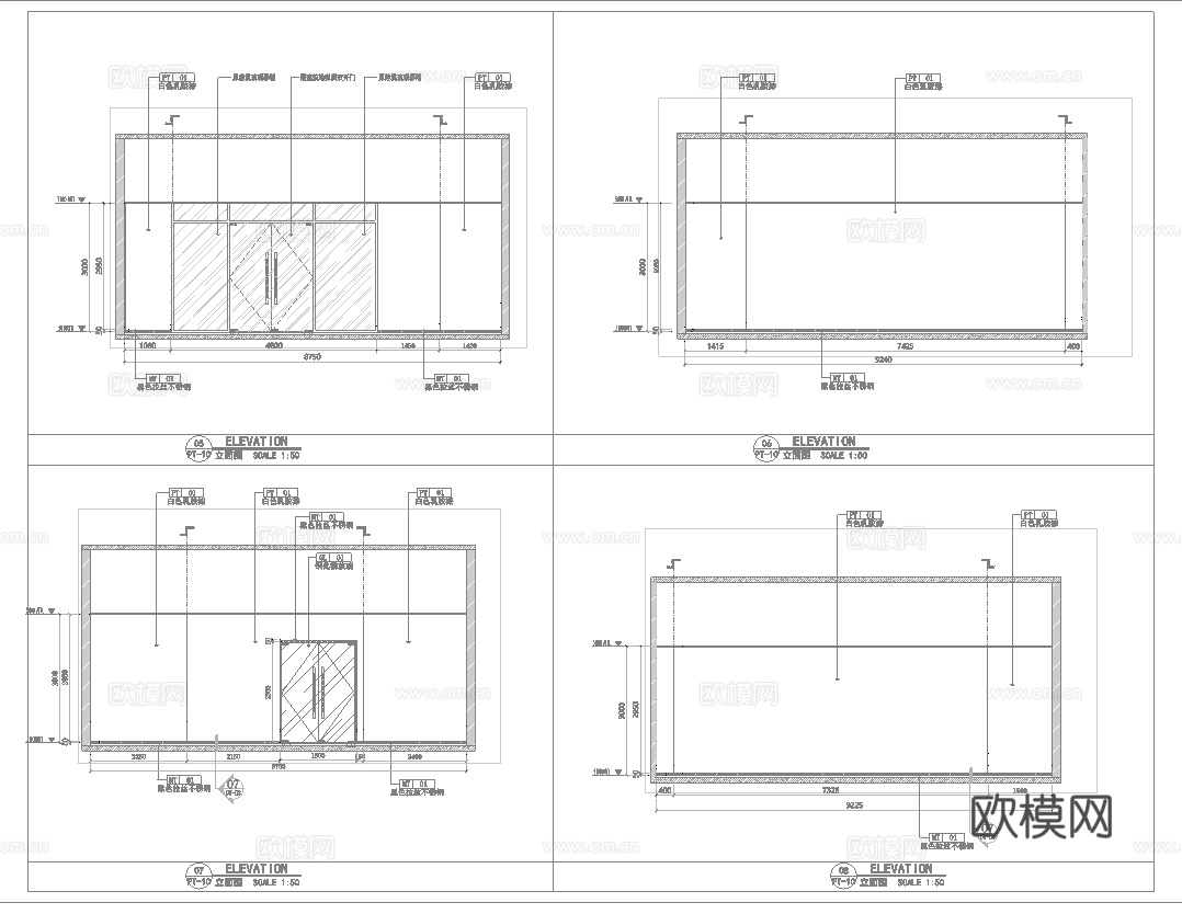 服务中心办公 最新全套施工图设计cad施工图
