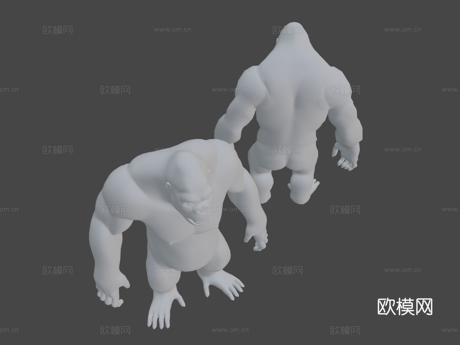 大猩猩基础网格  拓扑UV贴图3d模型3d模型下载（渲染图8）