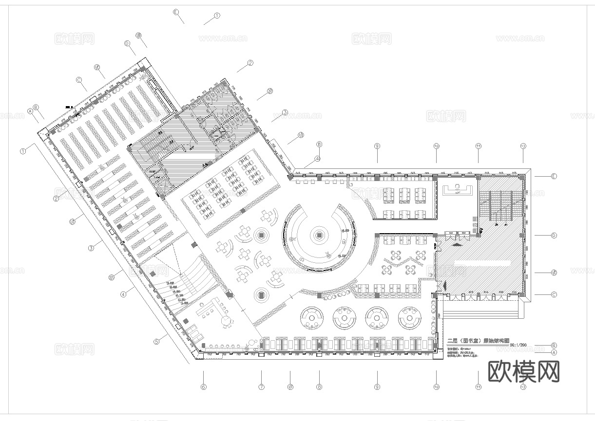 图书馆 最新平面施工图设计cad施工图