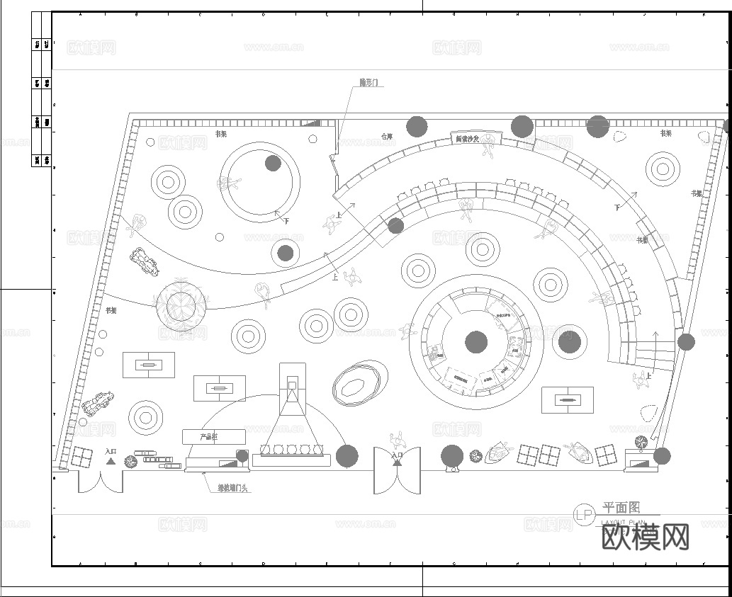 图书馆 书咖 最新全套施工图设计cad施工图