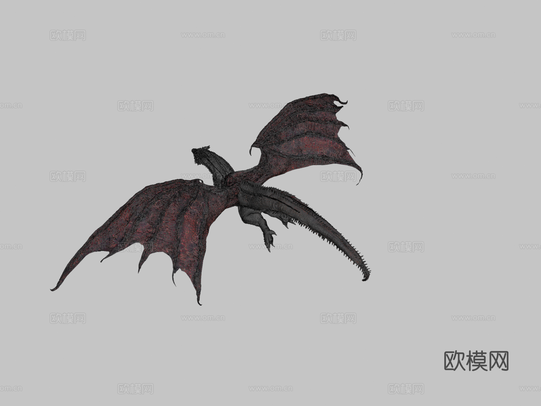带纹理的黑暗巨龙基尔加拉3d模型下载（渲染图2）