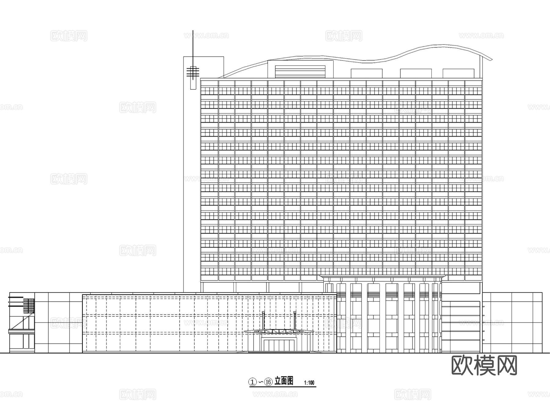 酒店平立面建筑CAD施工图集cad施工图
