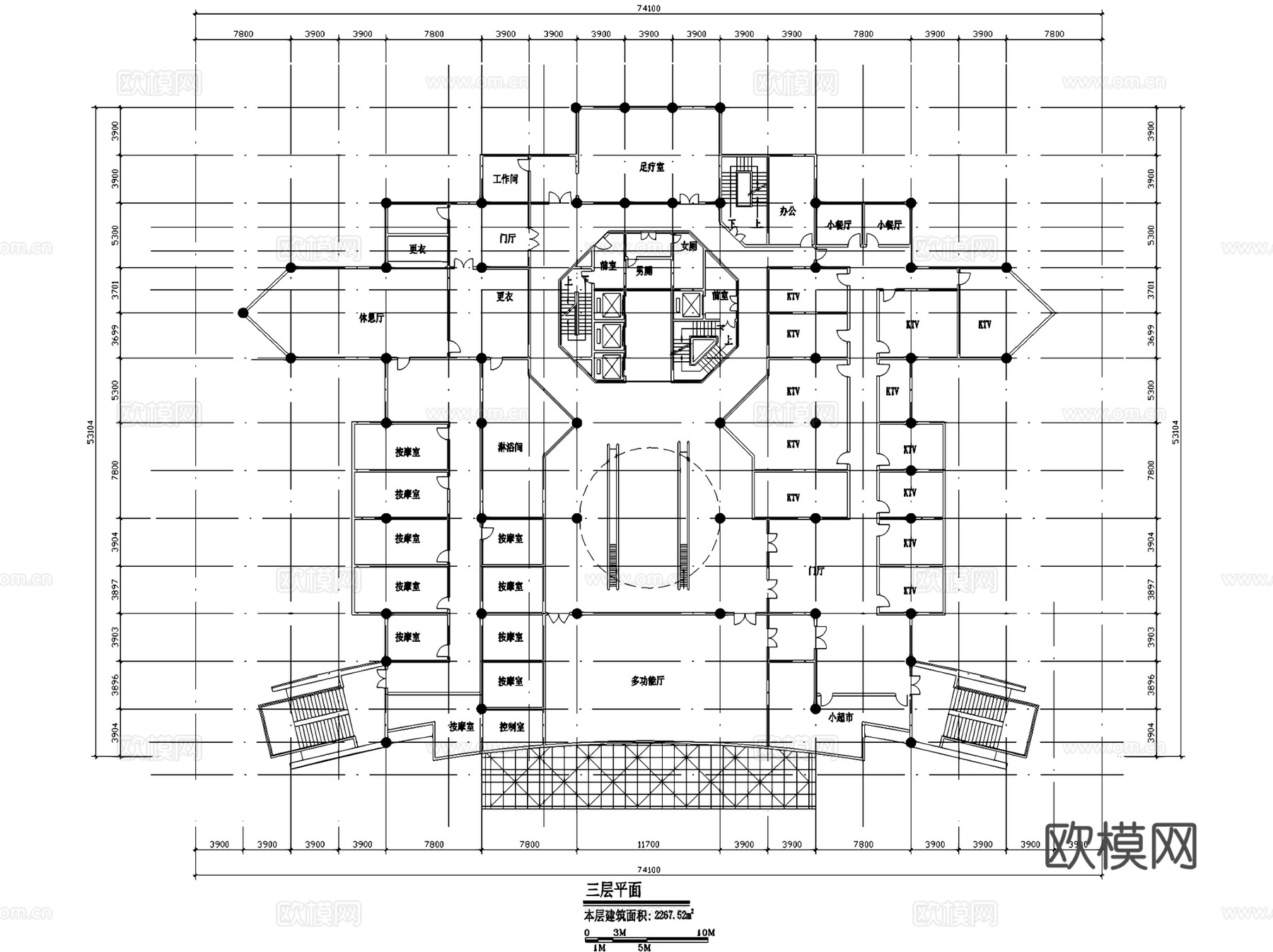 酒店各层平面建筑CAD施工图集cad施工图