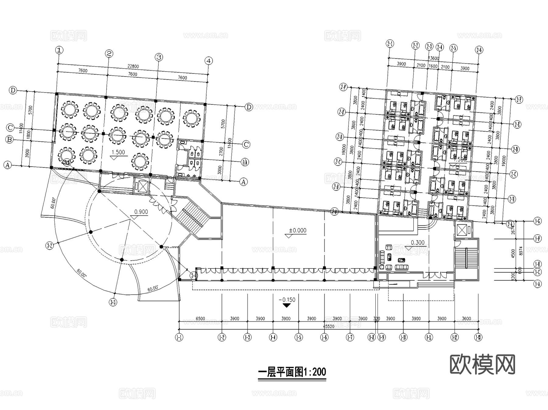 酒店方案建筑CAD施工图集cad施工图