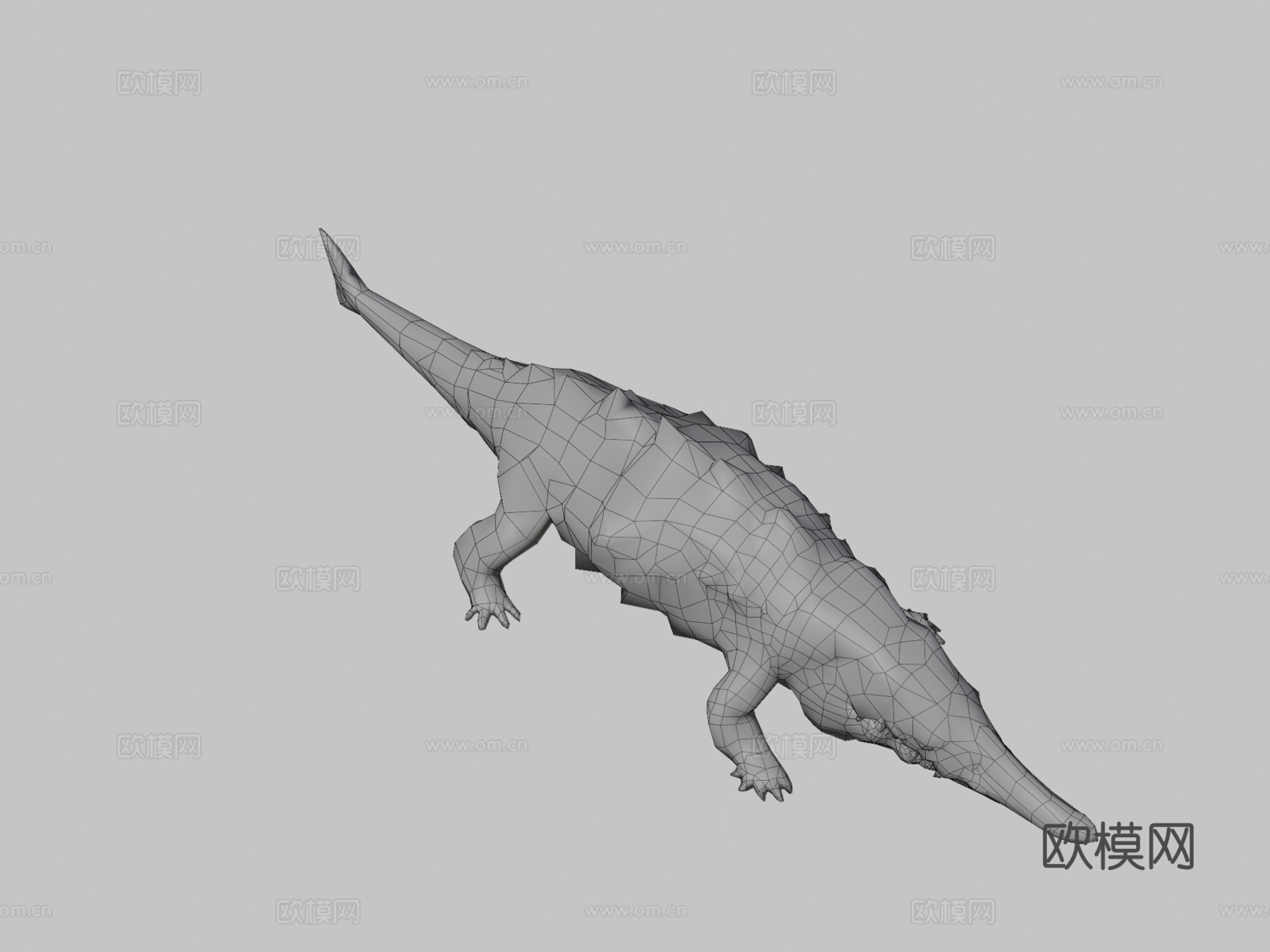 鲟鳄高多边形3d模型下载（渲染图3）