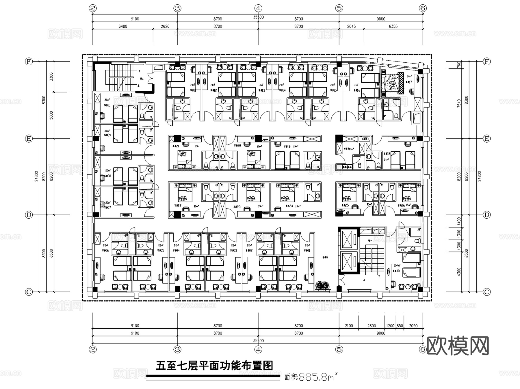 酒店建筑平面图CAD施工图cad施工图