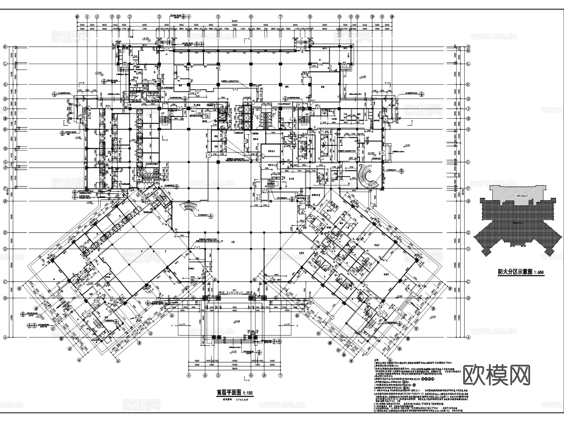 汇景酒店建筑CAD施工图集cad施工图