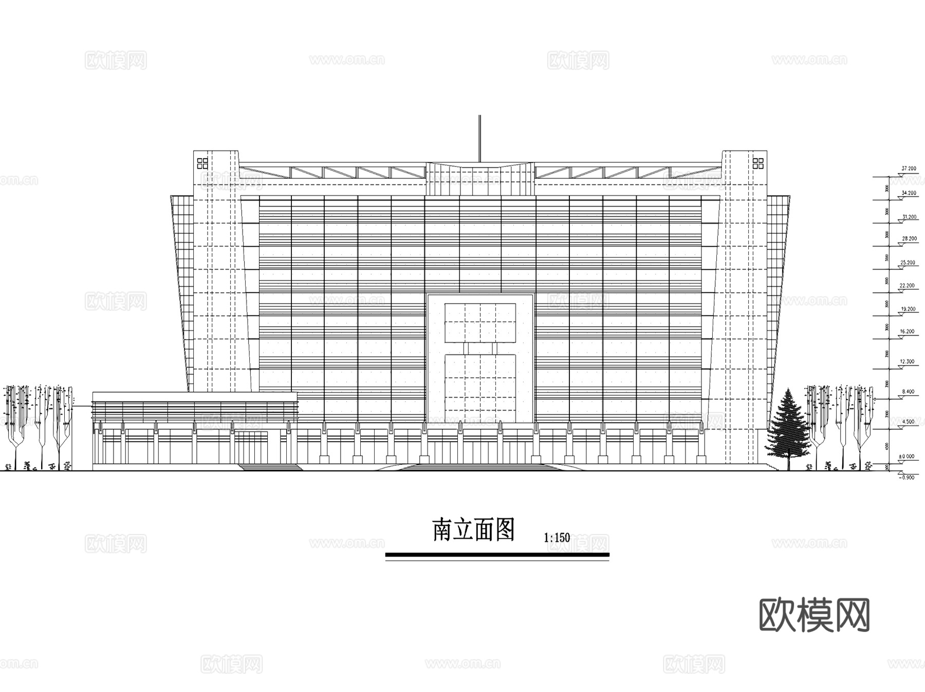 酒店建筑平立剖面CAD施工图集cad施工图