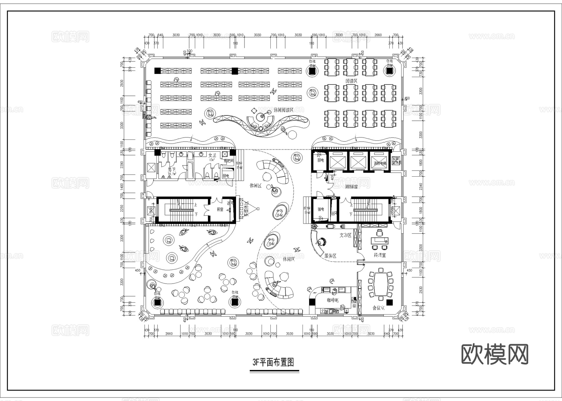图书馆 最新平面施工图设计cad施工图