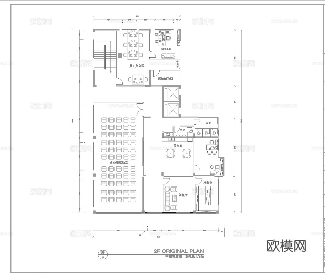 两层社区服务中心 最新平面施工图设计cad施工图