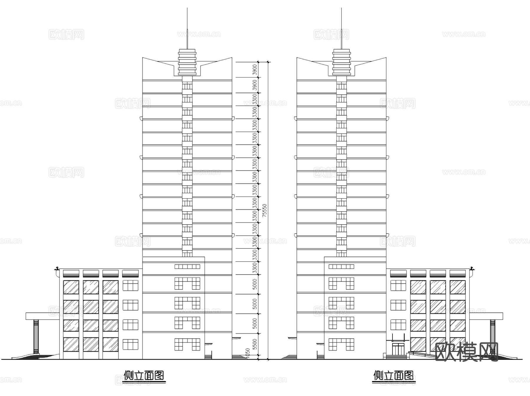 福湖大酒店建筑CAD施工图集cad施工图