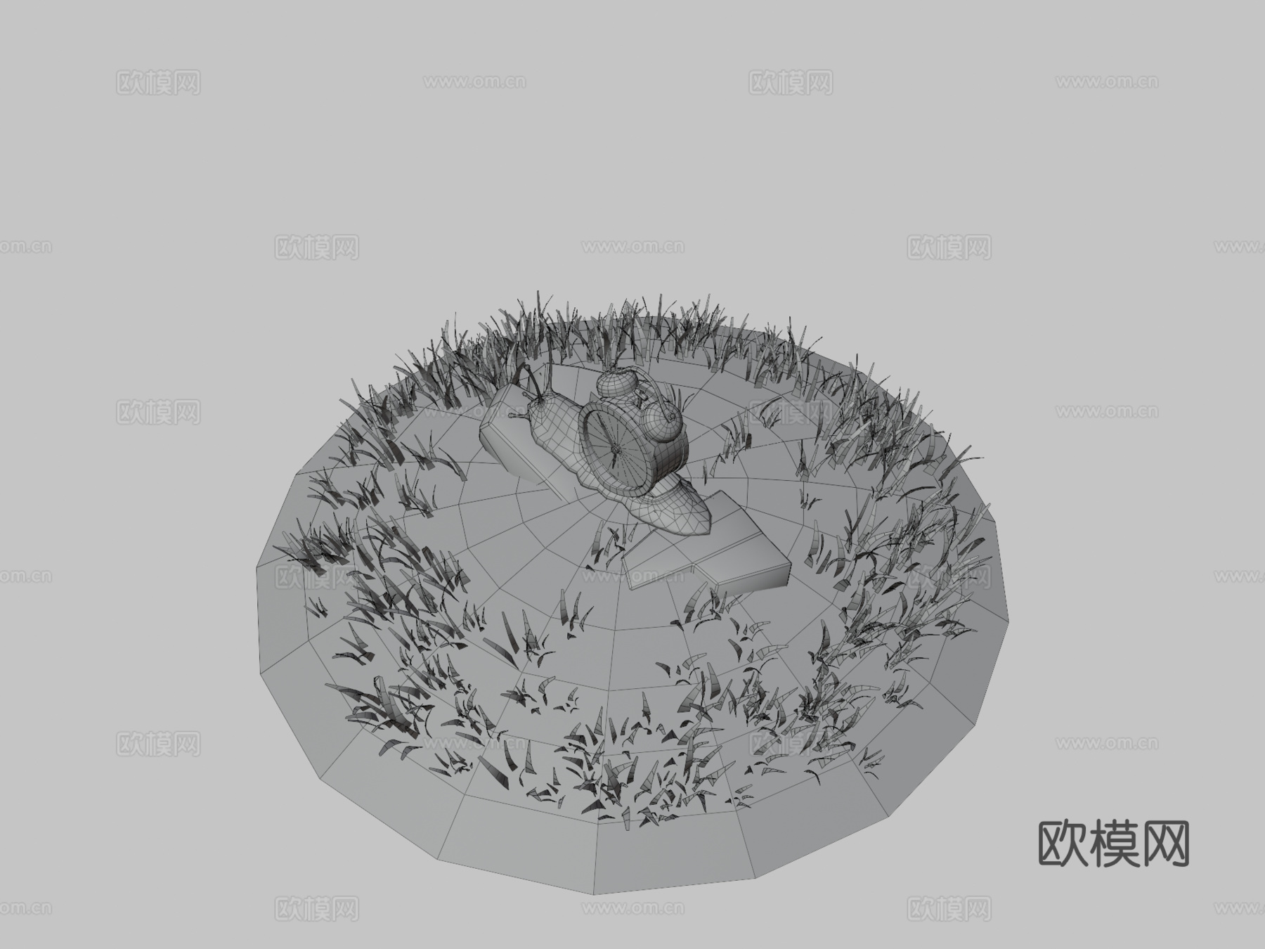 时钟蜗牛3d模型下载（渲染图3）