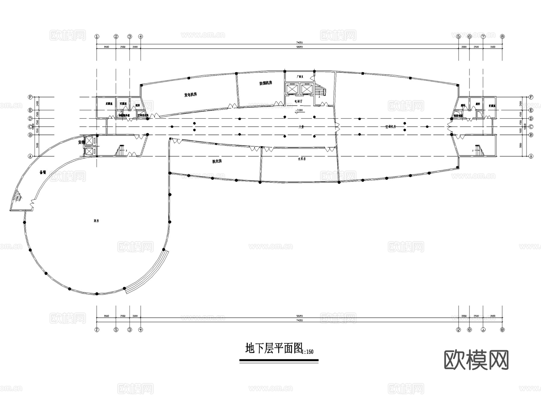 酒店建筑平立剖面CAD施工图集cad施工图