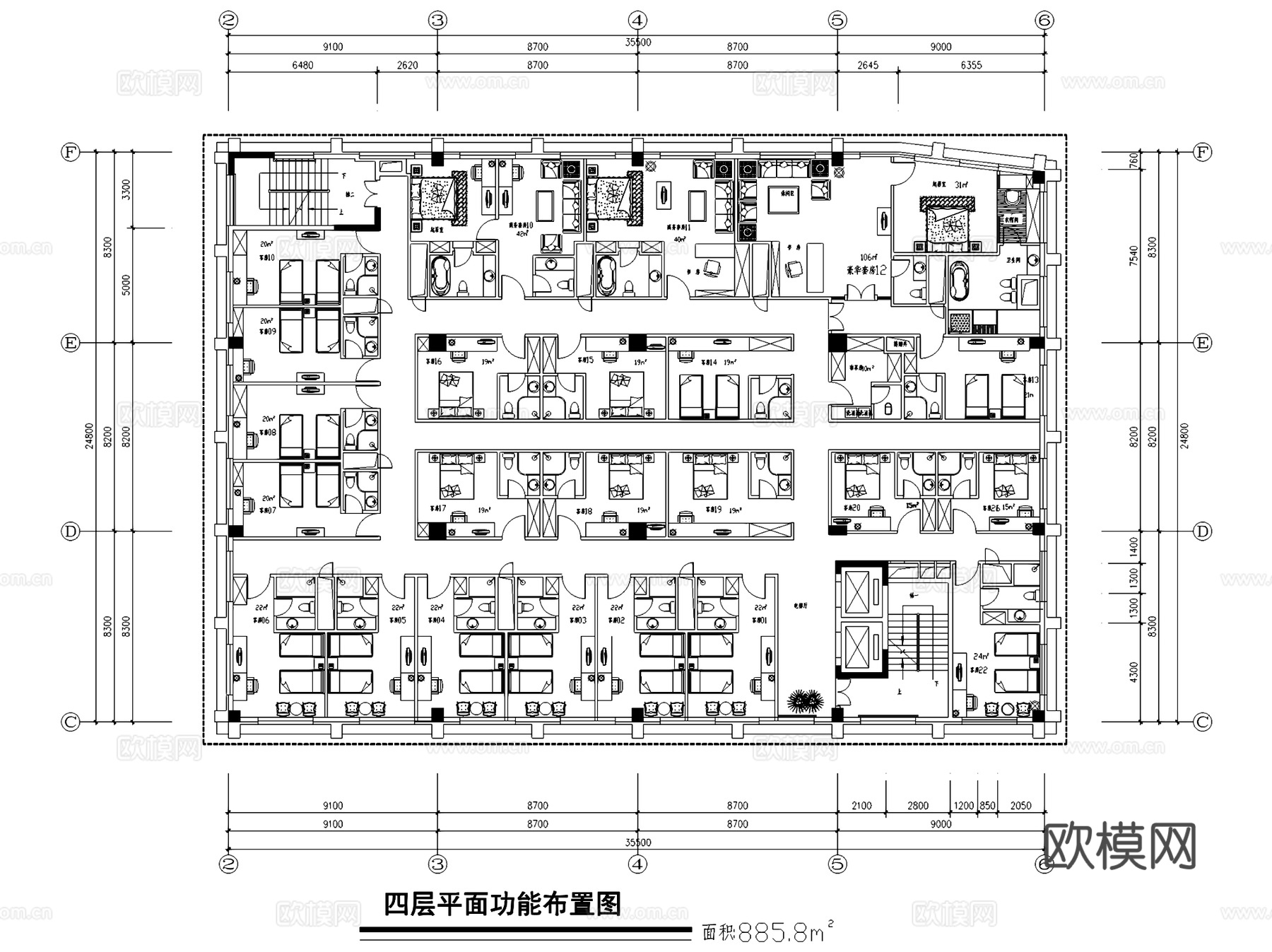 酒店建筑平面图CAD施工图cad施工图